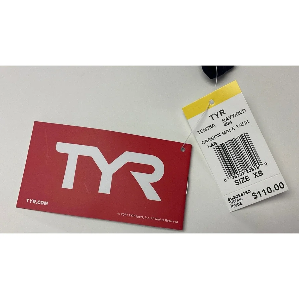 NWT Men's TYR Carbon Triathlon‎ Tank SPF50 Stretch Compression Navy Red White XS